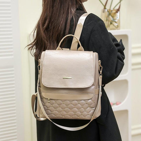 GZ235 Fashion Soft Leather Cool Backpack for Teenage Girls School