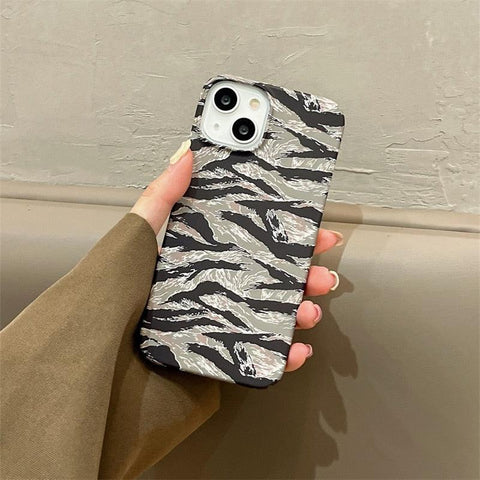Cute Camouflage Zebra Pattern Phone Case for iPhone 14, 11, 13, and 12 Pro Max - Stylish Cover