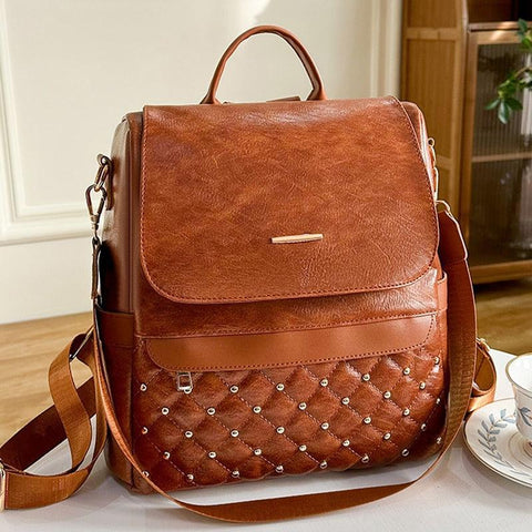 GZ235 Fashion Soft Leather Cool Backpack for Teenage Girls School