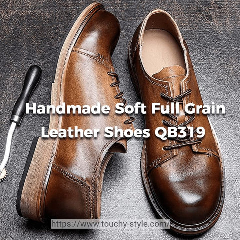 Soft Full Grain Leather Men's Concise Shoes QB319 - Touchy Style