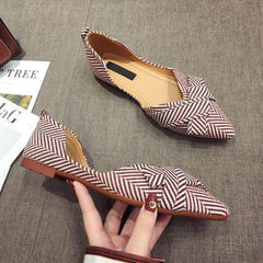 Women's Casual Shoes Flat Comfortable Striped Breathable Footwear P58
