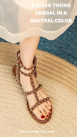 a sleek thong sandal in a neutral color - Touchy Style