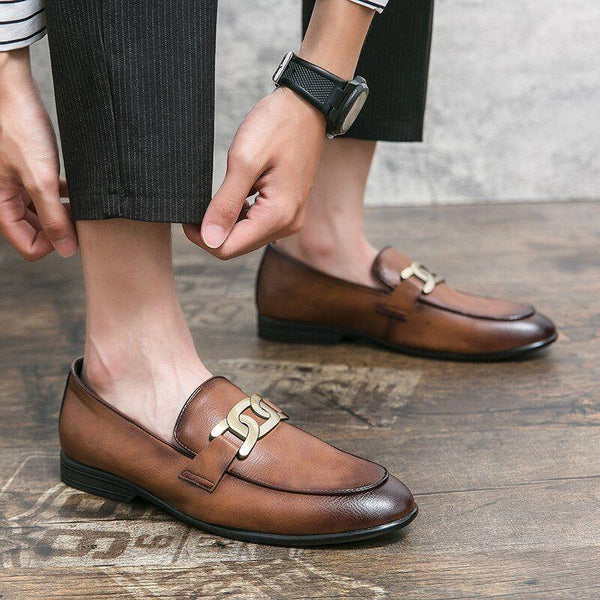 Men's Classic Fashion Leather Casual Flat Shoes with Holes (FM1238