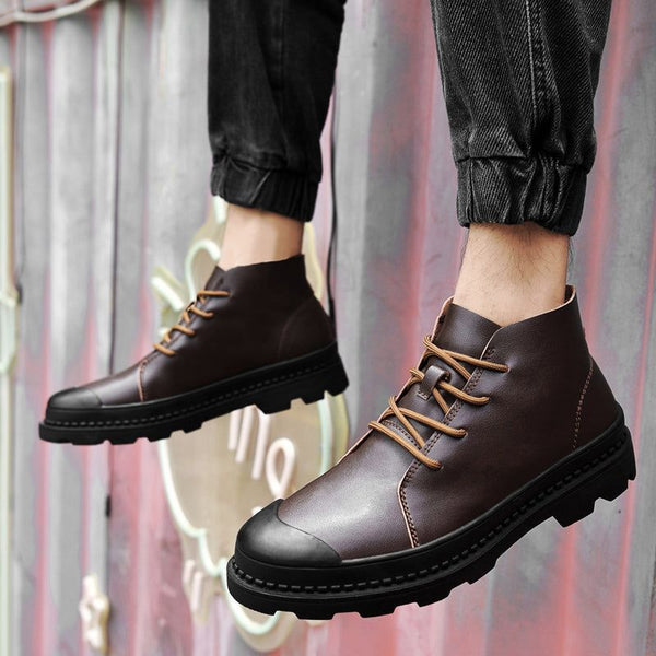 Men's Casual Shoes Leather Ankle Boots Motorcycle Fashion Rivet Boots #1537 Assorted / 7