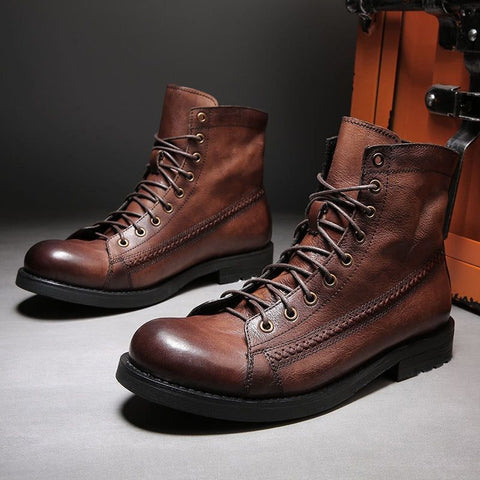 British Style Men's Casual Shoes MCSM30 Retro Martin Ankle Boots