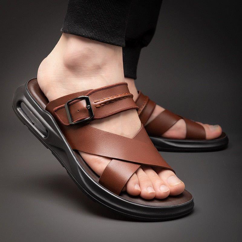 GY344 Men s Casual Shoes Handmade Leather Sandal Touchy Style