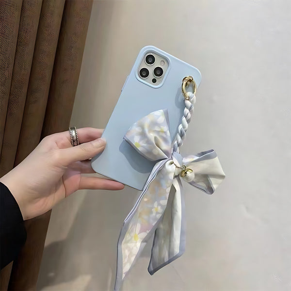 Cube Silk Scarf Chain Cute Phone Cases for iPhone 14, 12 Pro Max