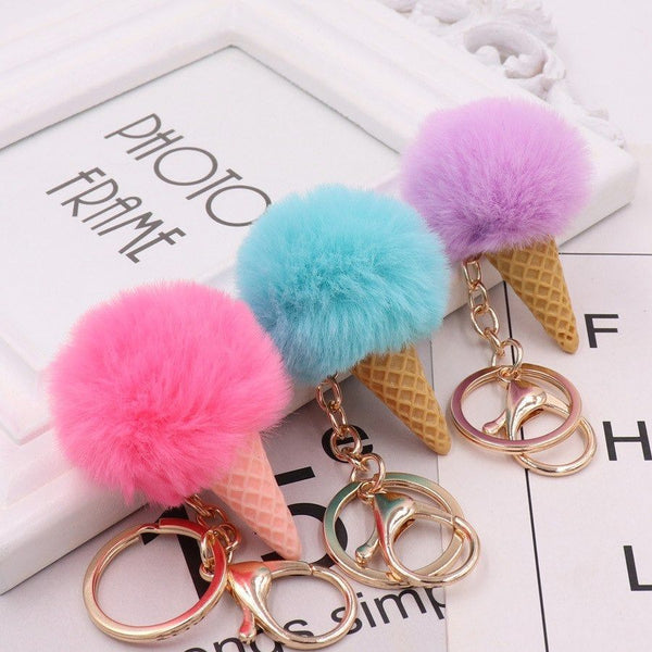 Pom pom Cute keyring keychain with glitters(Purple Color)