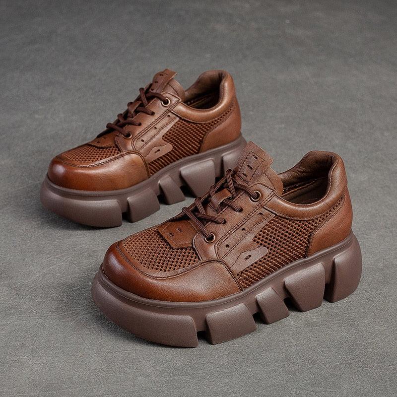 Vivi Breathable Comfort Lace Up Sneakers In Brown - Fancy Soles