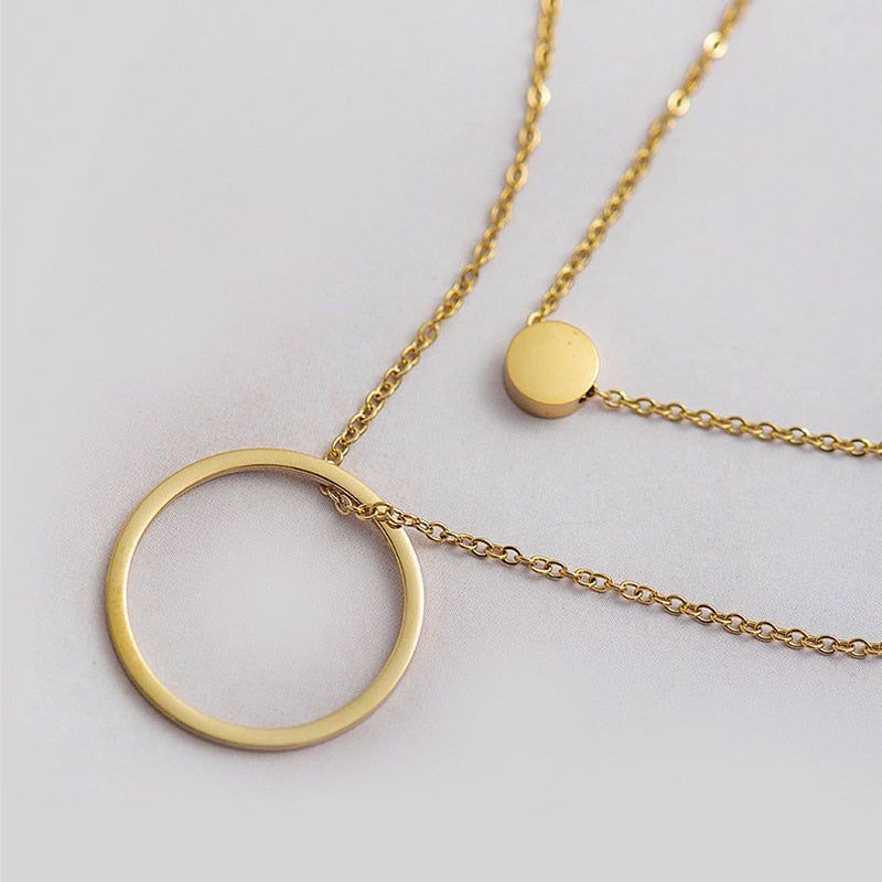 Multi-layer Necklaces Charm Jewelry SS1233 Golden Chain Rounded Pendent Gold / China