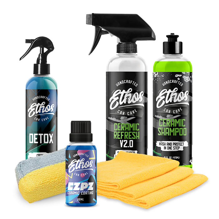 Ethos Defy - 3 in 1 Ceramic Coating - Waterless Car Wash & Wax - Car Wax  Polish Spray - Hydrophobic Top Coat - Polish & Polymer Paint Sealant  Protection - with