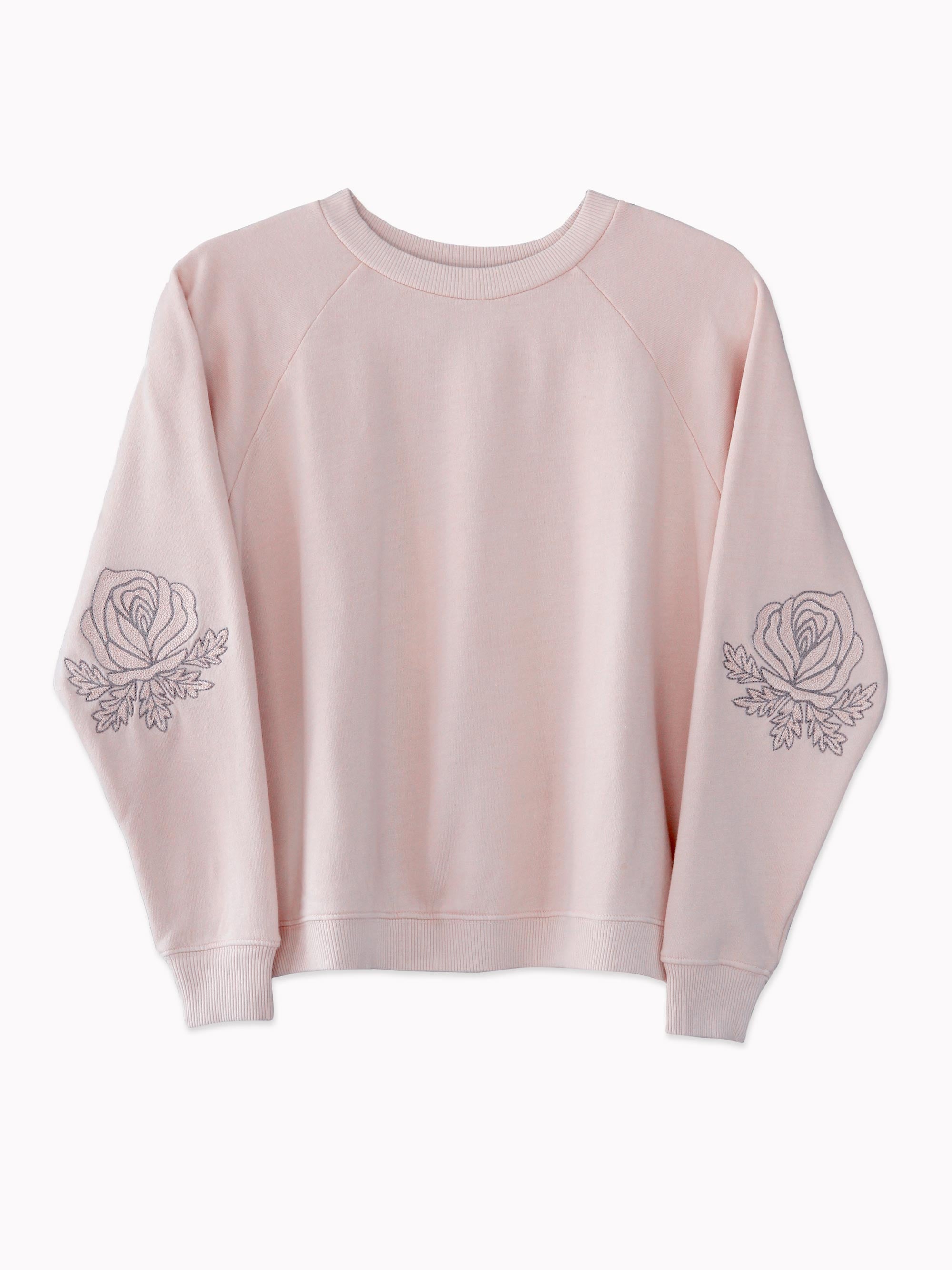 rose embroidered sweatshirt