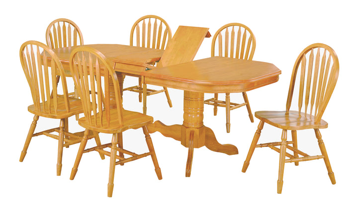 Sunset Trading 7 Piece Double Pedestal Trestle Butterfly Leaf Dining Set (Discontinued)