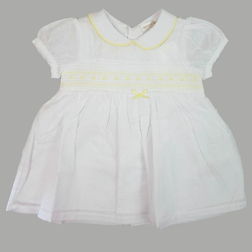 Mintini - White and Lemon Smocked Dress - MB3309Y