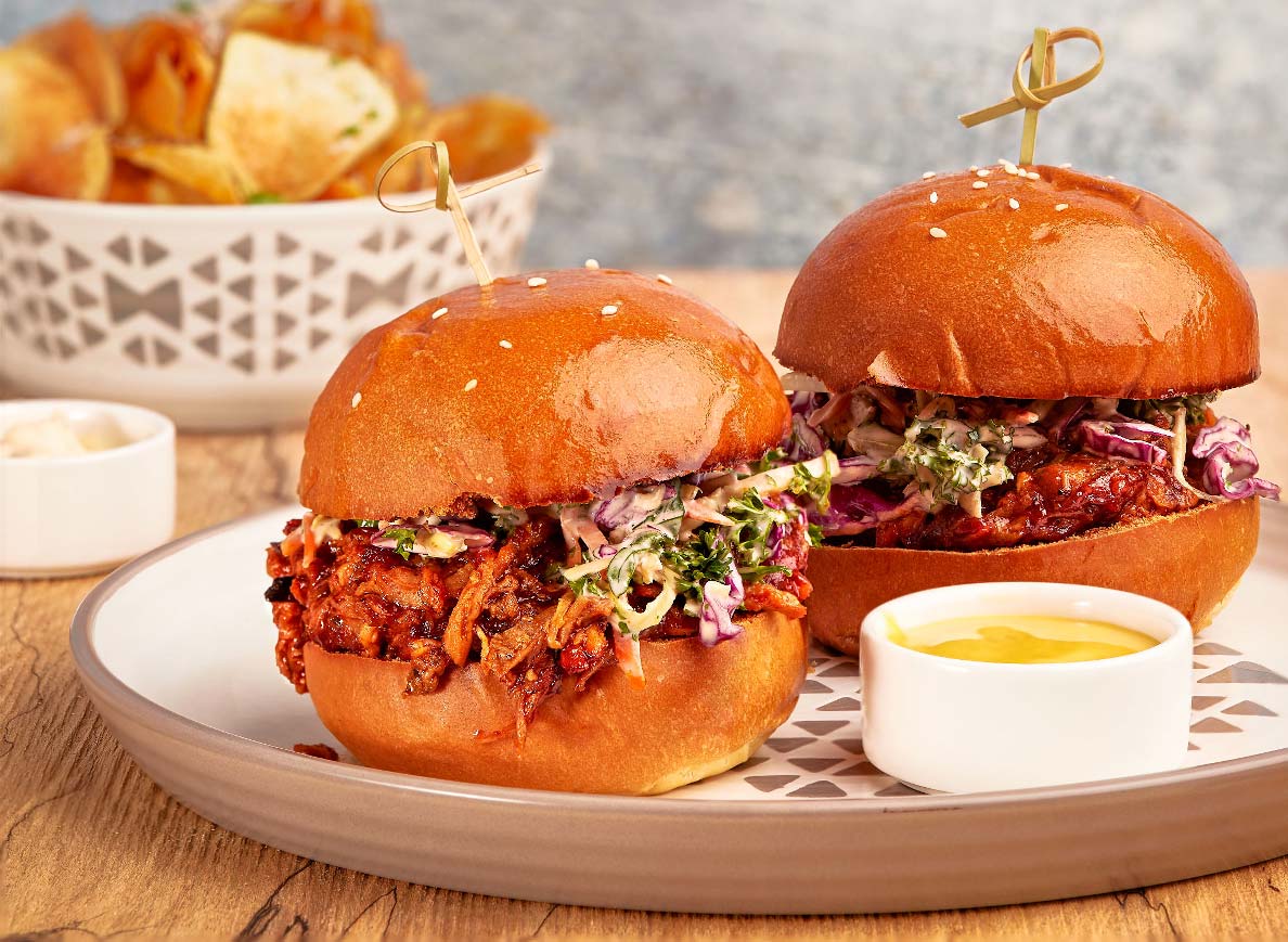 Kalbi Pulled Pork Sliders with Sriracha Slaw