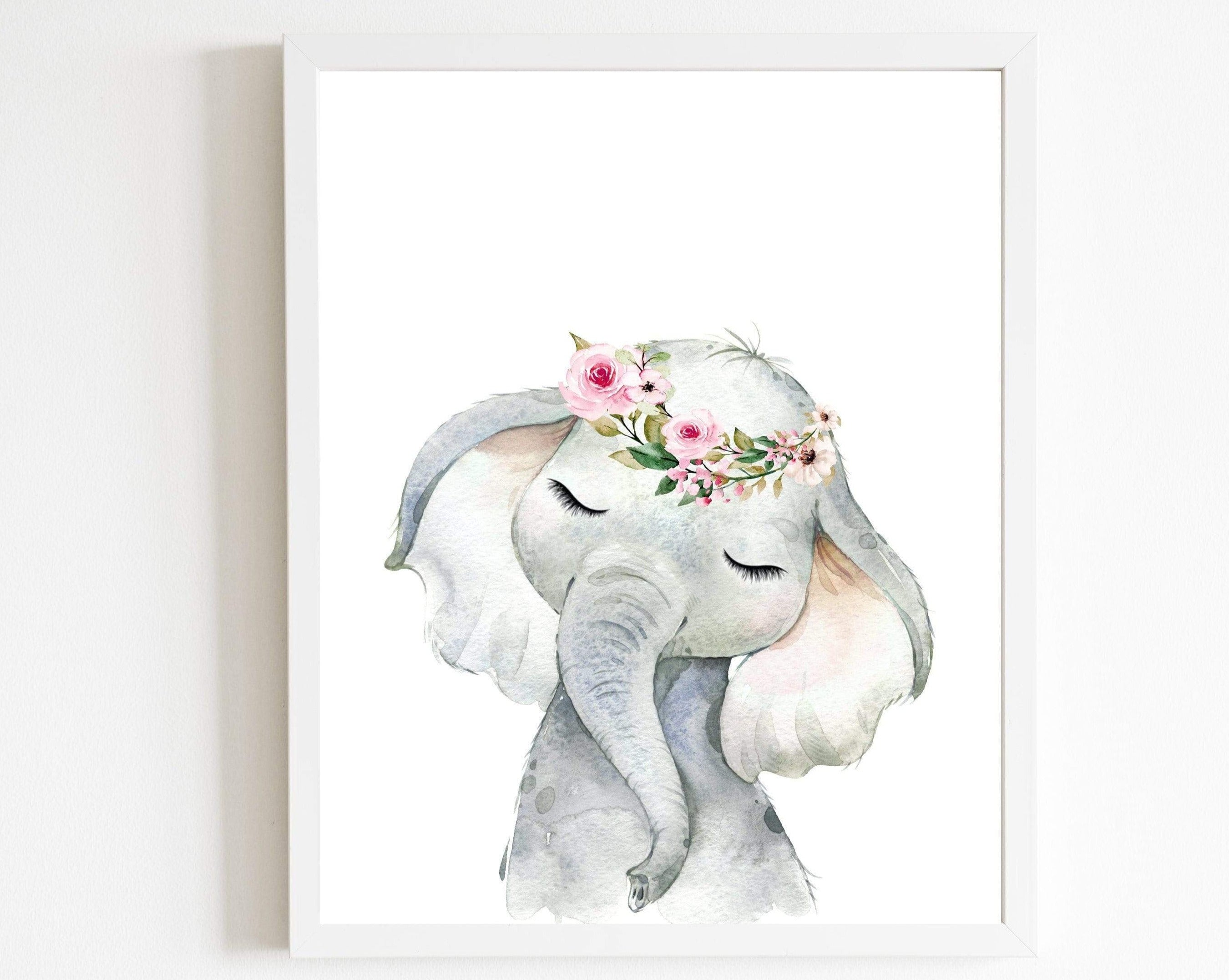 Elephant print, Elephant nursery wall art