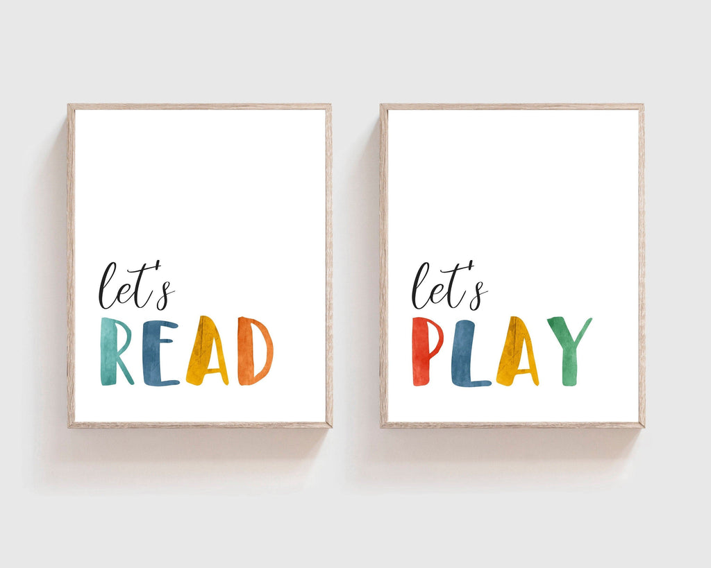 Inspirational decor | Lets read lets play print | Playroom art – Hop And Pop Kids Wall Art