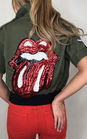 Sojara Rock lips crop jacket