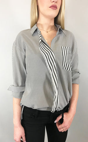 A crisp, striped blouse is a must-have for any season