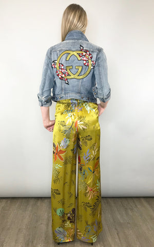 Satin pants add glam to your favorite denim jacket