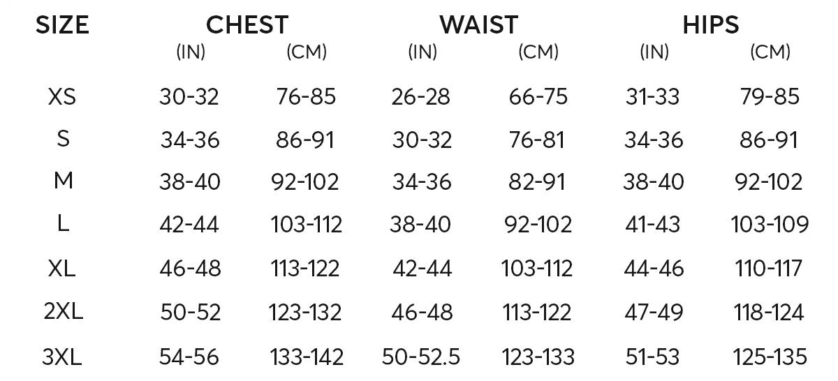 Comfortwash Size Chart – The Wellfleet Beachcomber Store
