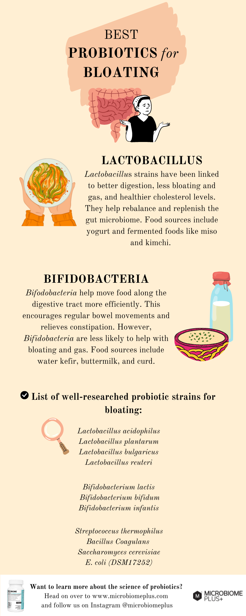 Probiotics for bloating infographic