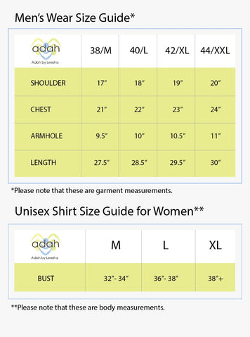 Men's Size Chart – ADAH BY LEESHA