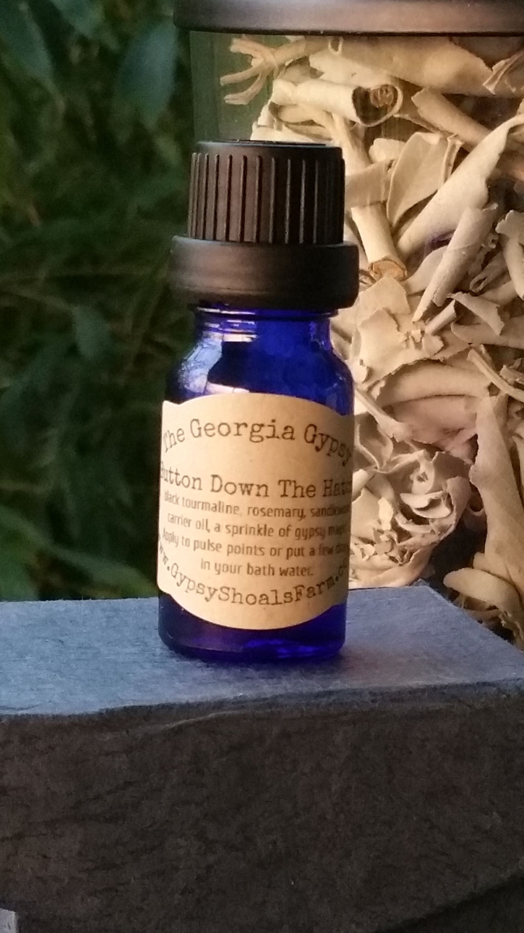 Button Down the Hatches georgia gypsy crystal infused energy reiki charged calming therapeutic essential oils magick cameo