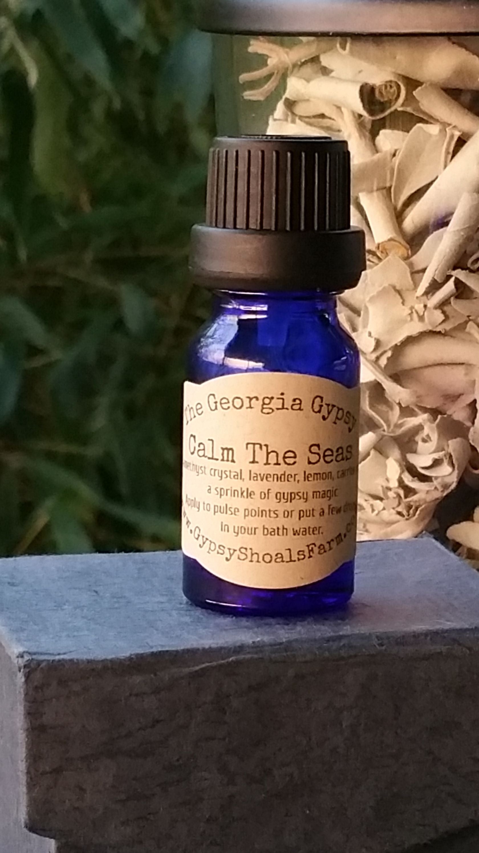 Calm the Seas georgia gypsy crystal infused energy reiki charged calming therapeutic essential oils magick cameo