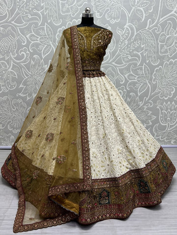 Sabyasachi Bridal Lehenga Choli with Dupatta - Shafalie's Fashions