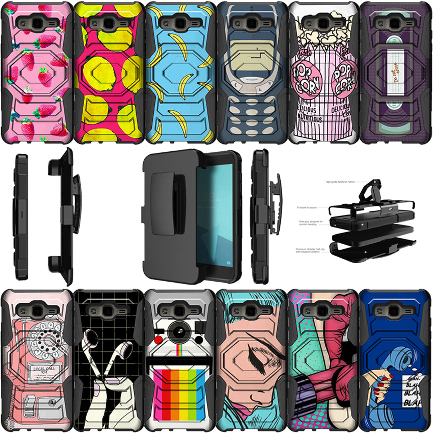 For Samsung Galaxy Core Prime Holster and Kickstand Dual Layer Case