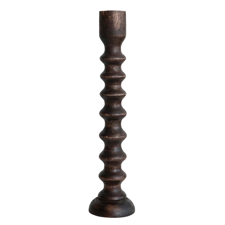 Dark Walnut Mango Wood Taper Holder