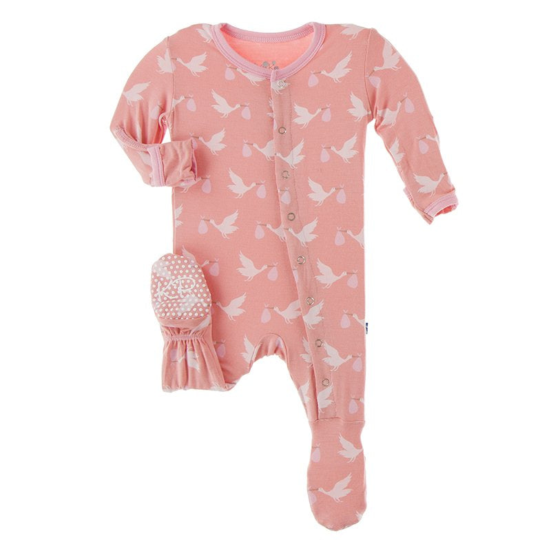 Snap Footie, Blush Stork
