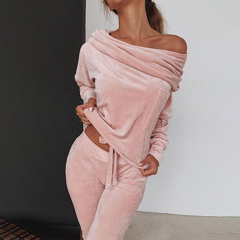 women's off the shoulder tracksuit