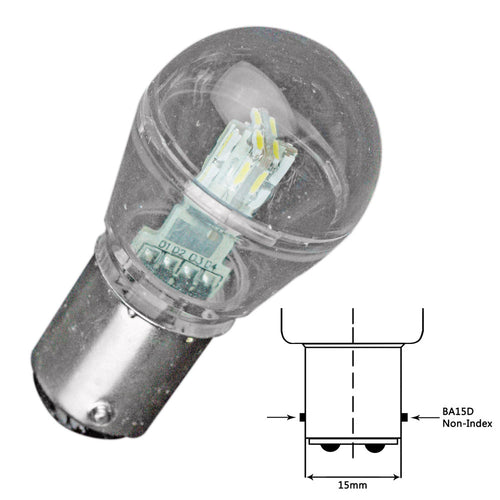 Lunasea Bayonet LED Bulb BA15D - 10-30VDC/1W/105 Lumens - Cool White [LLB-26FC-21-00]