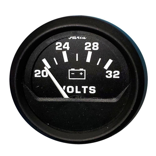 Faria Euro Black 2" Voltmeter (20-32 V) [12860]