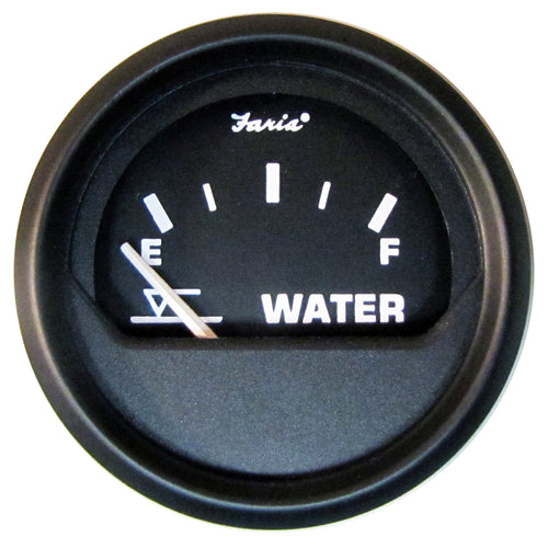 Faria Euro Black 2" Tank Level Gauge - Potable Water [12830]