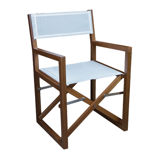 Whitecap Directors Chair w/White Batyline Fabric - Teak [63061]