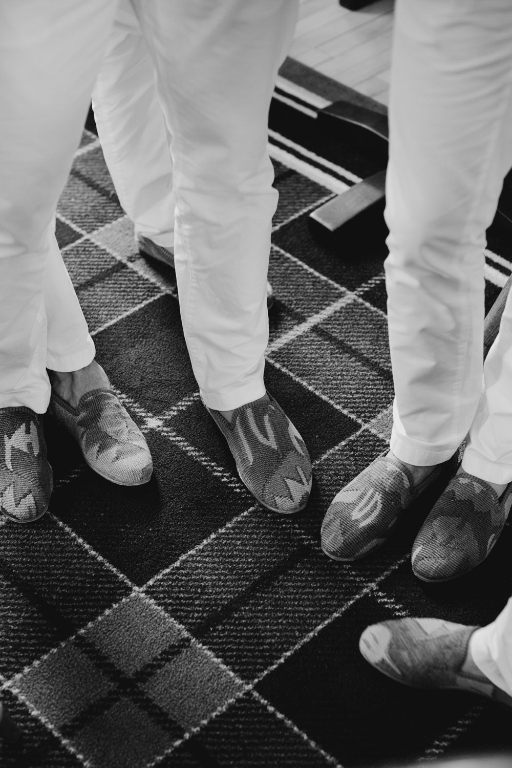 Groomsmen of the Pardy wedding wearing their kilim loafers.