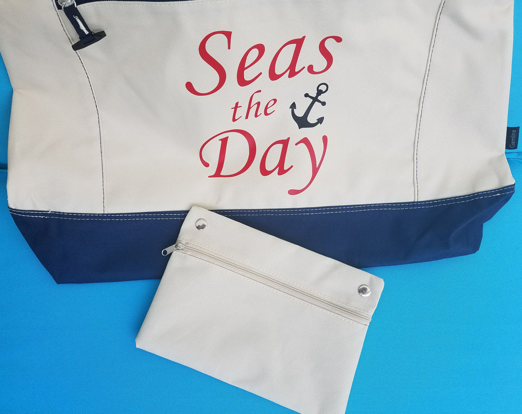 Large Cruise Tote - Tote Bag - Seas the Day – Pixie Dusted Stitches