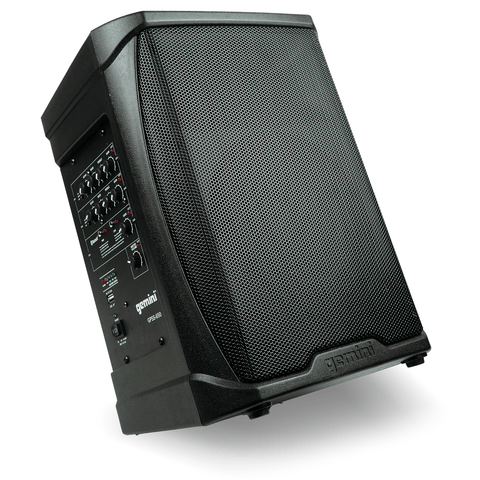 The Gemini GPSS-650 Portable Bluetooth PA Speaker System, showcasing its sleek design and advanced features, ideal for enhancing audio experiences in both professional and casual settings.
