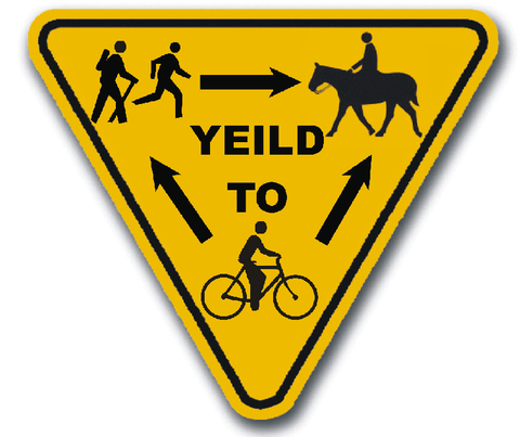 hiking etiquette yield sign