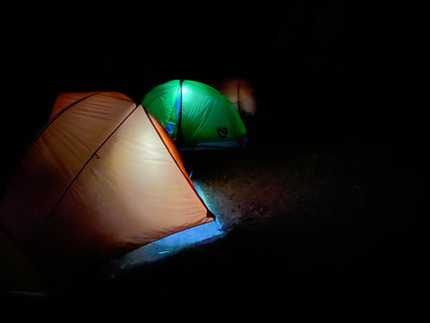 tents at night camping