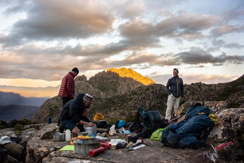 hiking cooking at camp