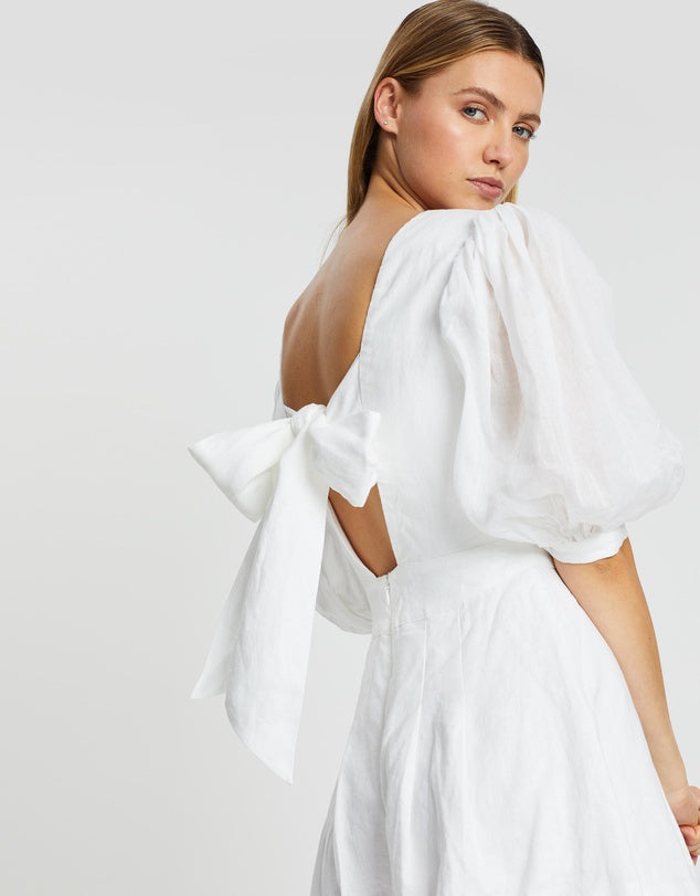 Joslin - Andrea Linen Playsuit White Size 6 | All The Dresses