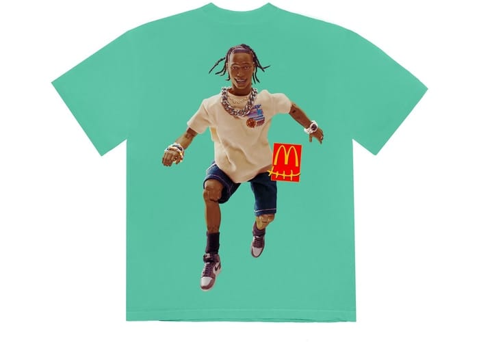 TRAVIS SCOTT CLOTHING TRAVIS SCOTT X MCDONALD'S ACTION FIGURE SERIES IV T-SHIRT TEAL TS-XMAFSIT