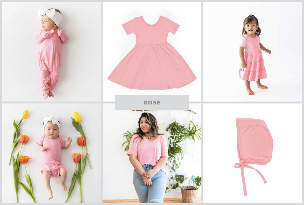 kyte baby matching outfits in rose (pink)