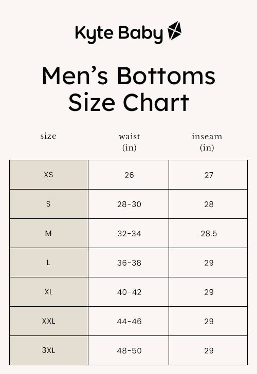 men's bottoms size chart