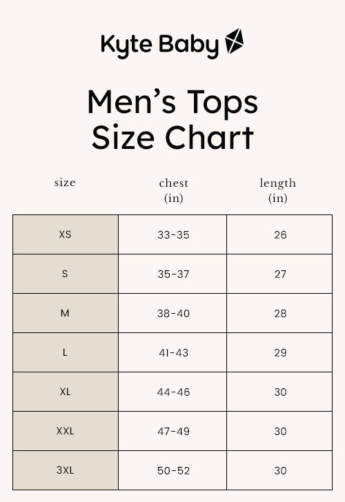 men's tops size chart