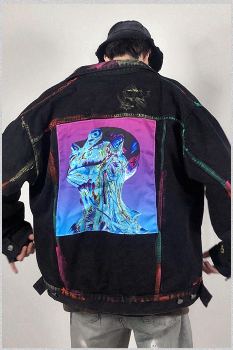 CZ Abstract Painted Denim Jacket 